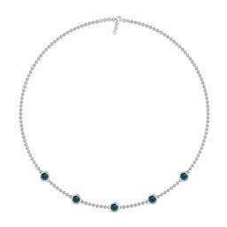 1.25 Ctw i2/i3 Treated Fancy Blue Diamond 14K White Gold Yard Necklace