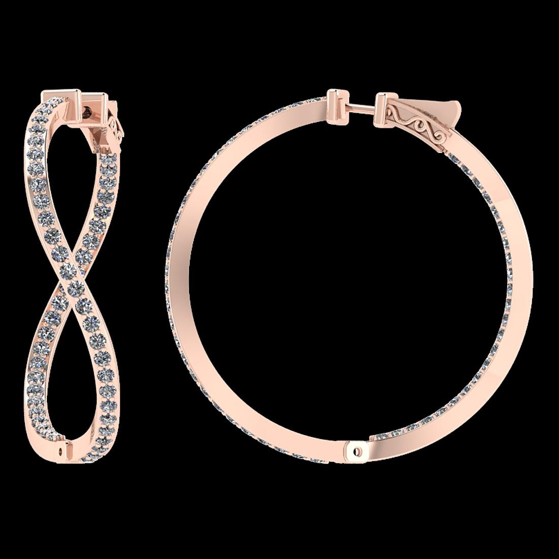 2.22 Ctw i2/i3 Diamond 14K Rose Gold Hoop Earrings