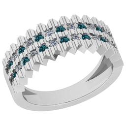 Certified 1.00 Ctw I2/I3 Treated Fancy Blue And White Diamond Style Channel Set 14K White Gold Band