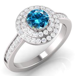 Certified 1.85 CTW Genuine Aquamarine And Diamond 14K White Gold Ring