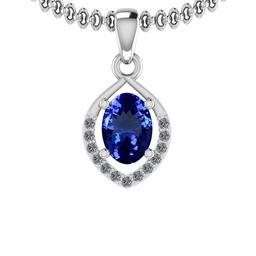 4.51 Ctw VS/SI1 Tanzanite And Diamond 14K White Gold Necklace