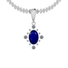 4.68 Ctw SI2/I1 Blue Sapphire And Diamond 14K White Gold Necklace