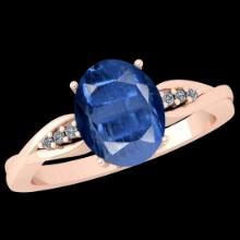 Certfied 0.81 Ctw Kyanite And Diamond I1/I2 10k Rose Gold Ring