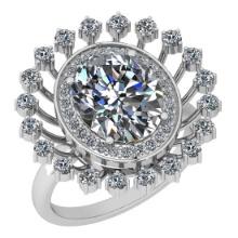 2.86 Ctw I2/I3 Diamond 14K White Gold Vintage Style Engagement Ring