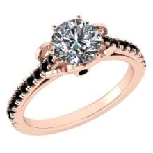 Certified 1.33 Ctw I2/I3 Treated Fancy Black And White Diamond 14K Rose Gold Victorian Style Engagem
