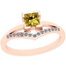 0.48 Ctw I2/I3 Citrine And Diamond 10K Rose Gold Ring