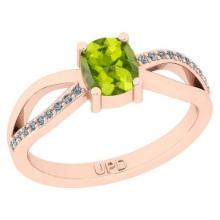 0.62 Ctw I2/I3 Peridot And Diamond 10K Rose Gold Ring