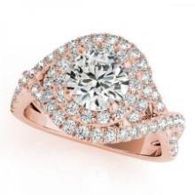 CERTIFIED 18K ROSE GOLD 1.54 CTW J-K/VS-SI1 DIAMOND HALO ENGAGEMENT RING