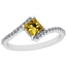 1.10 Ctw I2/I3 Citrine And Diamond 10K White Gold Ring