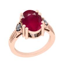 5.60 CtwSI2/I1 Ruby And Diamond 14K Rose Gold Vintage Style Ring