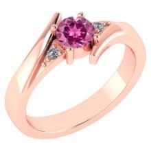 Certified 0.48 Ctw Pink Tourmaline And Diamond 14k Rose Gold Ring