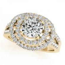 CERTIFIED 18K YELLOW GOLD 1.55 CTW J-K/VS-SI1 DIAMOND HALO ENGAGEMENT RING