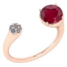 Certified 1.33 Ctw Ruby And Diamond Ladies Fashion Halo Ring 14K Rose Gold (VS/SI1) MADE IN USA