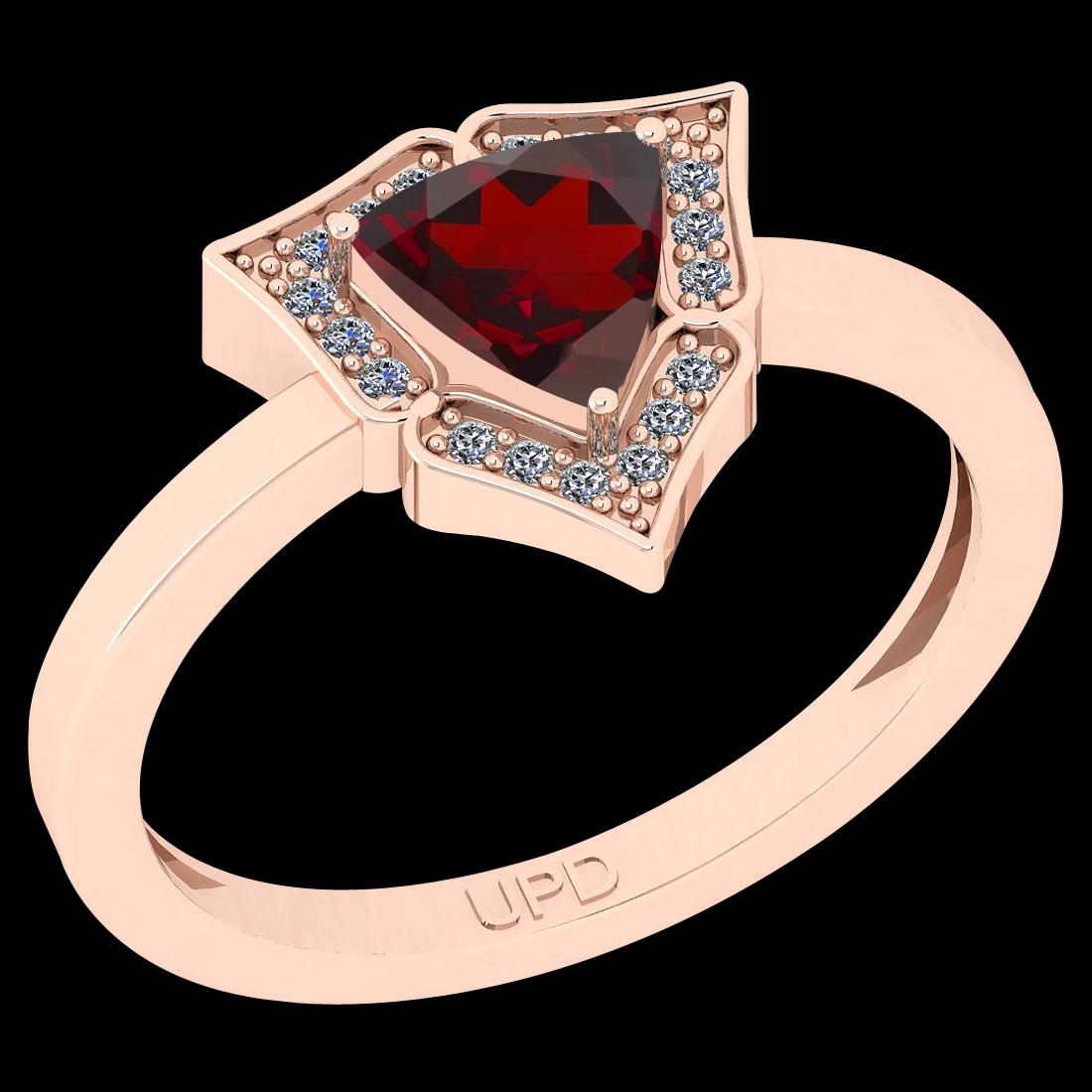 Certified 0.67 Ctw I2/I3 Garnet And Diamond 10K Rose Gold Ring