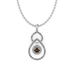 Certified 3.08 Ctw SI1/SI2 Natural Fancy Brown Yellow And White Diamond 14K White Gold Pendant