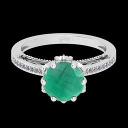 1.27 Ctw VS/SI1 Emerald And Diamond Prong Set 14K White Gold Engagement Ring