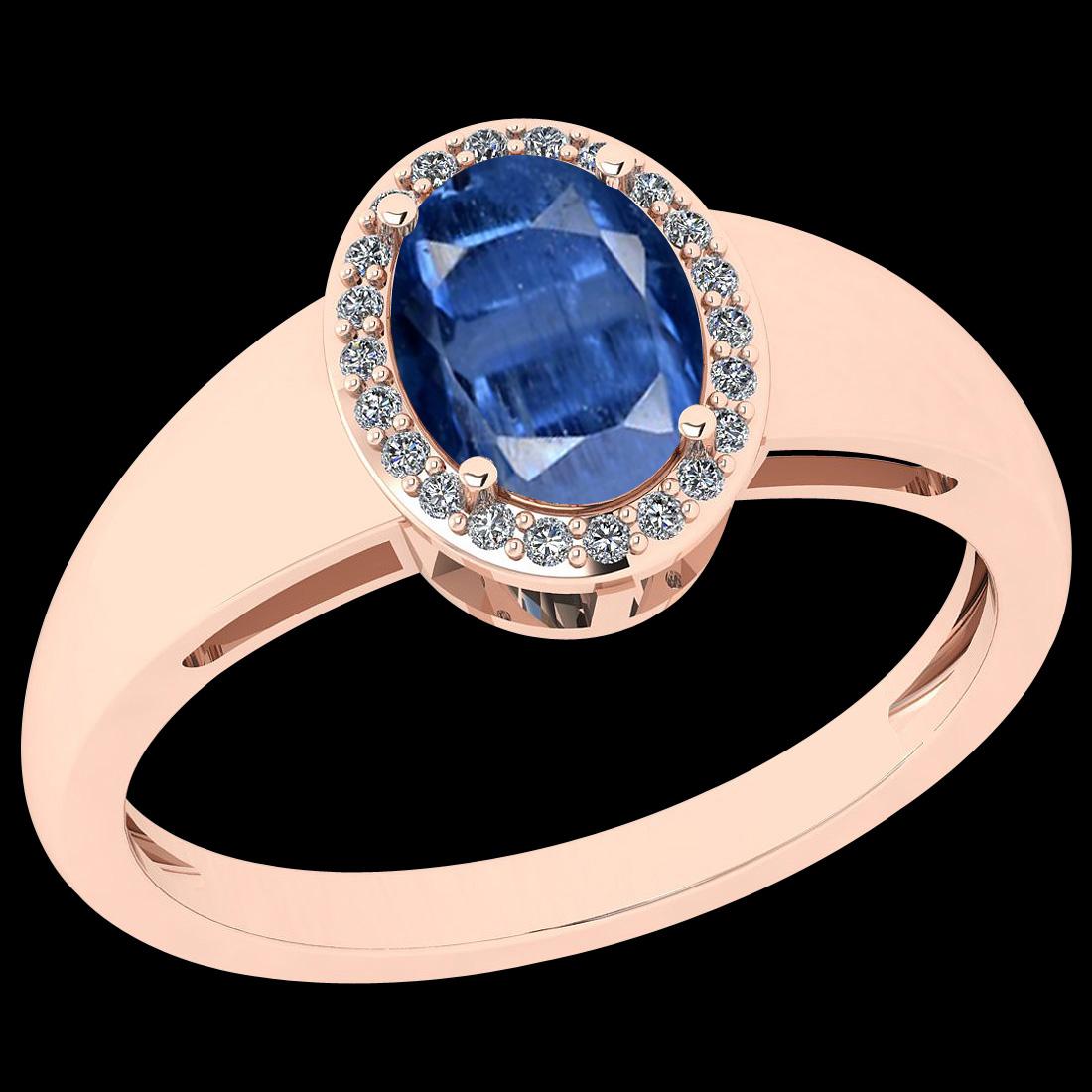 Certfied 0.87 Ctw Kyanite And Diamond I1/I2 10k Rose Gold Engagement Ring