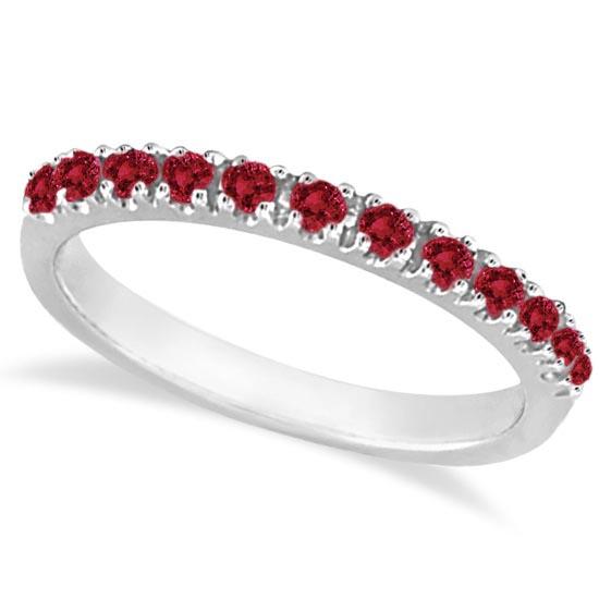 Ruby Stackable Ring Guard Band 14K White Gold 0.37ctw