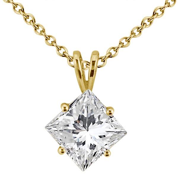 2.00ct. Princess-Cut Diamond Solitaire Pendant in 18k Yellow Gold (H, VS2)