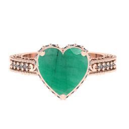 3.04 Ctw SI2/I1 Emerald and Diamond 14K Rose Gold Engagement Ring