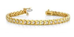 14KT YELLOW GOLD 1 CTW G-H SI2/SI3 Z LINK PRONG SET DIAMOND TENNIS BRACELET