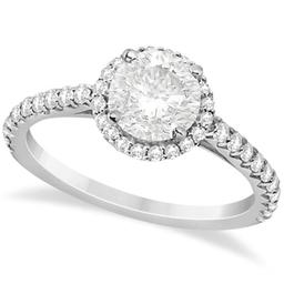 Halo Diamond Engagement Ring w/ Side Stone Accents 14K W. Gold 1.00ctw