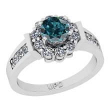 1.31 Ctw I2/I3 Treated Fancy Blue And White Diamond 10K White Gold Ring