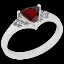 Certified 0.68 Ctw I2/I3 Garnet And Diamond 10K White Gold Ring