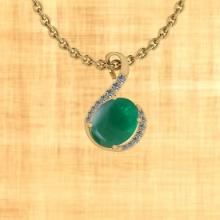 Certified 6.03 Ctw Emerald And Diamond I1/I2 14K Yellow Gold Victorian Style Pendant Necklace