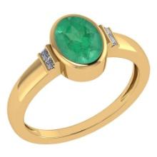 Certified 1.28 Ctw Emerald And Diamond 18k Yellow Gold Ring (G-H VS/SI1)
