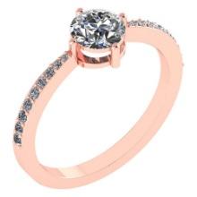 0.97 Ctw Diamond 14k Rose Gold Halo Ring VS/SI1