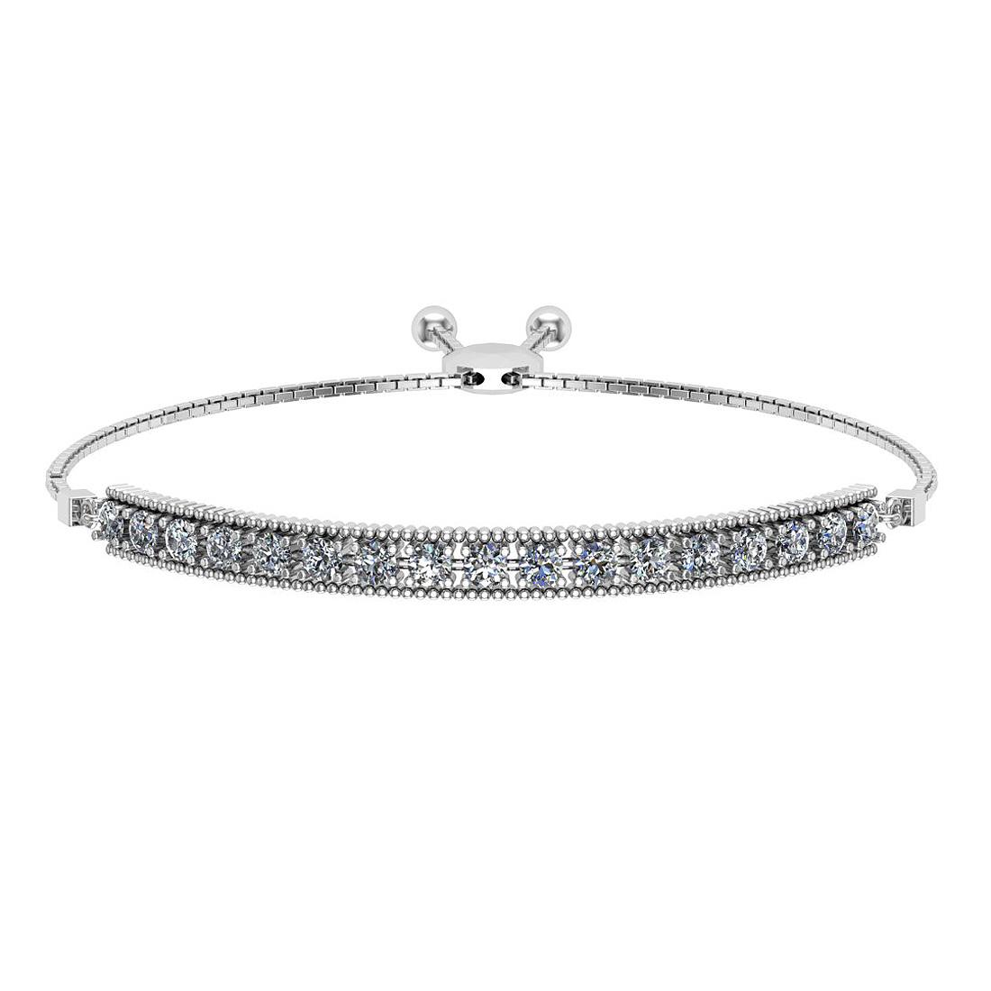 0.50 Ctw SI2/I1 Diamond Prong Set 14K White Gold Slide Bracelet