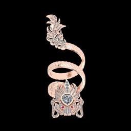 2.17 Ctw VS/SI1 Ruby and Diamond14K Rose Gold Creature Dragon Ring