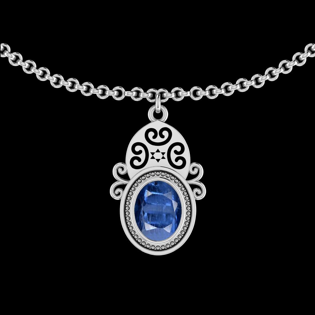 Certfied 0.75 Ctw Kyanite 18K White Gold Necklace