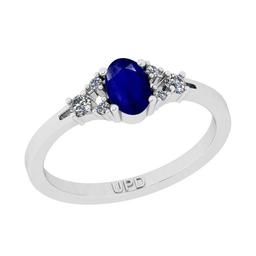 0.60 Ctw SI2/I1 Blue Sapphire And Diamond 14K White Gold Ring