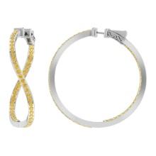 2.22 Ctw i2/i3 Treated Fancy Yellow Diamond 14K White Gold Hoop Earrings