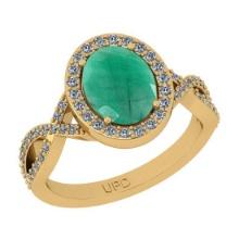 2.91 Ctw SI2/I1 Emerald And Diamond 14K Yellow Gold Engagement Ring