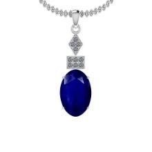 2.60 Ctw I2/I3 Blue Sapphire And Diamond 14K White Gold Necklace