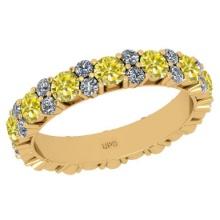 1.53 Ctw i2/i3 Treated Fancy Yellow and White Diamond 14K Yellow Gold Eternity Band Ring