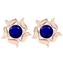 4.00 Ctw Blue Sapphire 14K Rose Gold Stud Earrings