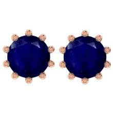 2.00 Ctw SI2/I1 Blue Sapphire14K Rose Gold Stud Earring