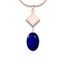 3.07 Ctw I2/I3 Blue Sapphire And Diamond 14K Rose Gold Pendant