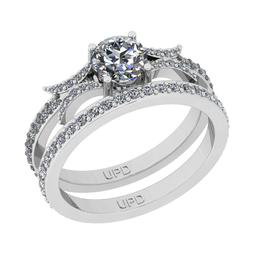 0.95 Ctw SI2/I1 Gia Certified Center Diamond 14K White Gold Bridal Style Wedding set Ring