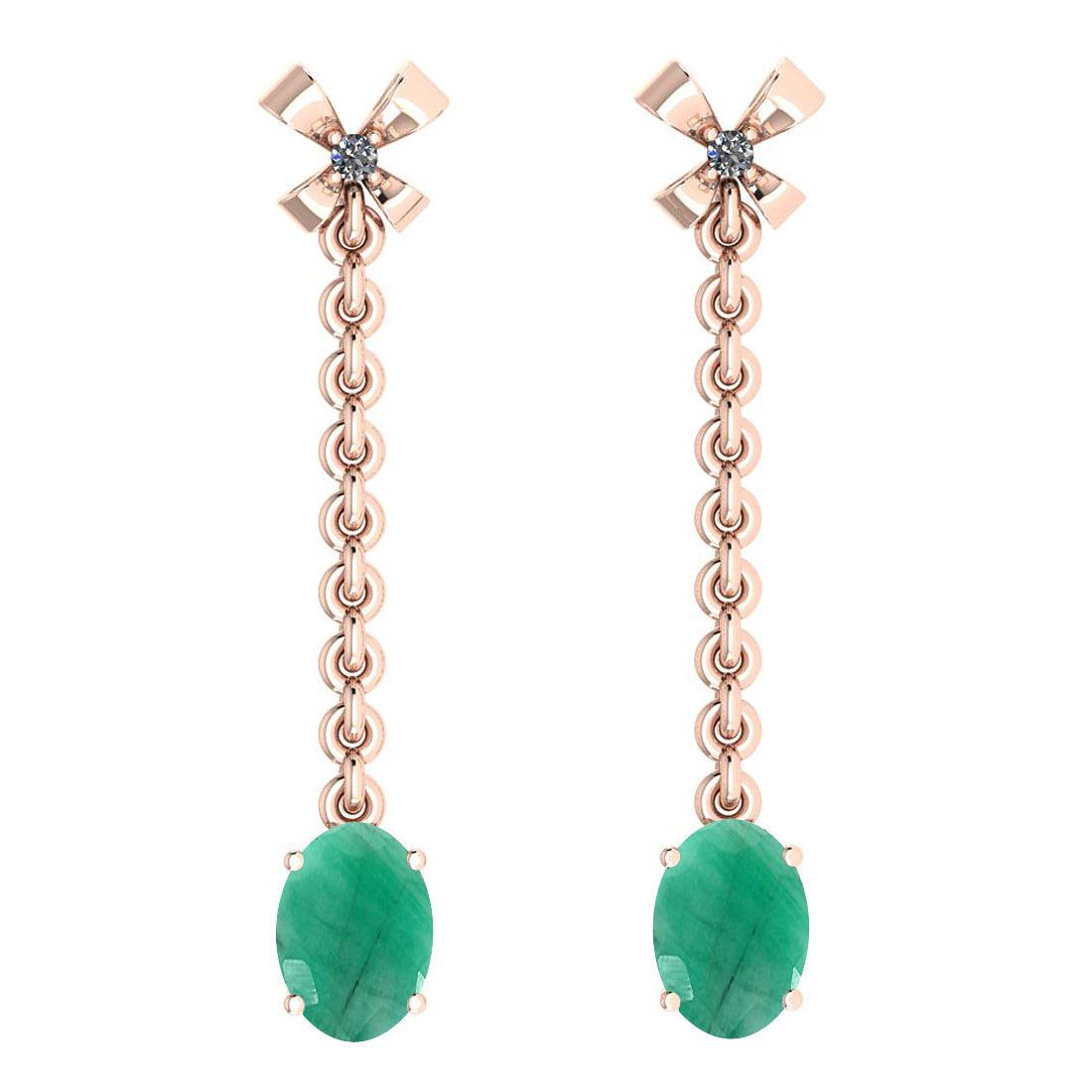 1.55 Ctw I2/I3 Emerald And Diamond 14K Rose Gold Earrings