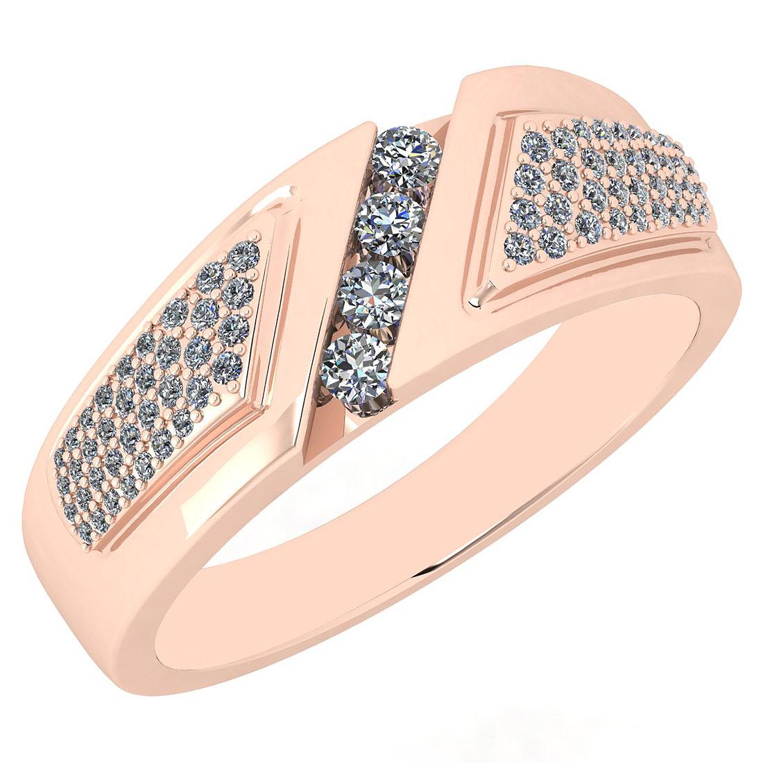 0.68 Ctw SI2/I1 Diamond 14K Rose Gold Men's Band Ring