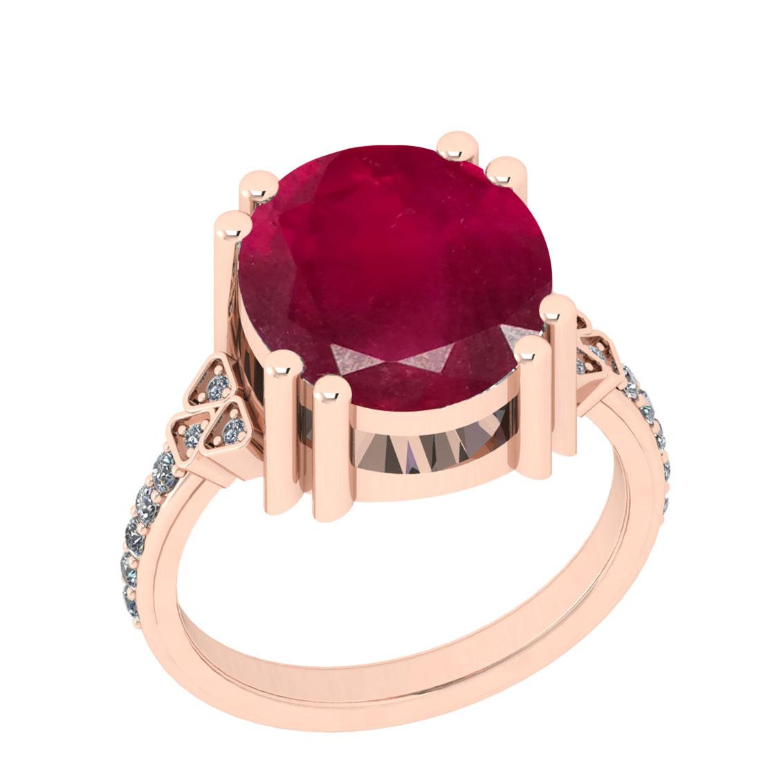 6.25 CtwSI2/I1 Ruby And Diamond 14K Rose Gold Vintage Style Ring