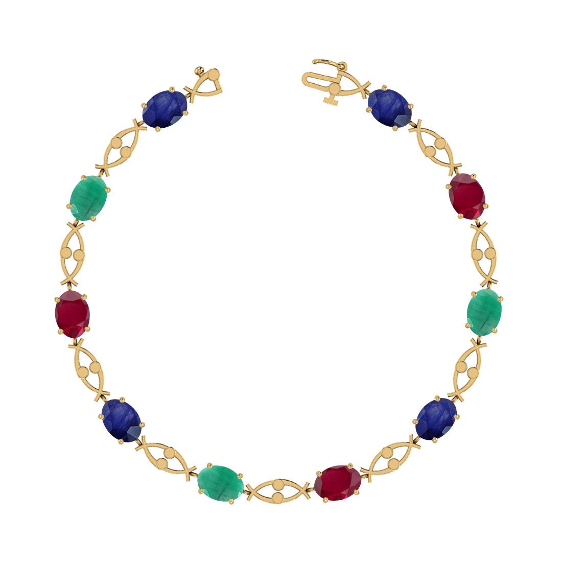 5.00 Ctw Multi Stone 14K Yellow Gold Bracelet