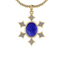 Certified 5.43 Ctw Tanzanite and Diamond I1/I2 14K Yellow Gold Victorian Style Pendant