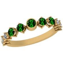 Certified 0.35 Ctw VS/SI1 Tsavorite And Diamond 14k Yellow Gold Band Ring