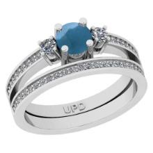 2.50 Ctw I2/I3 Aquamarine And Diamond 14K White Gold Wedding Set Ring